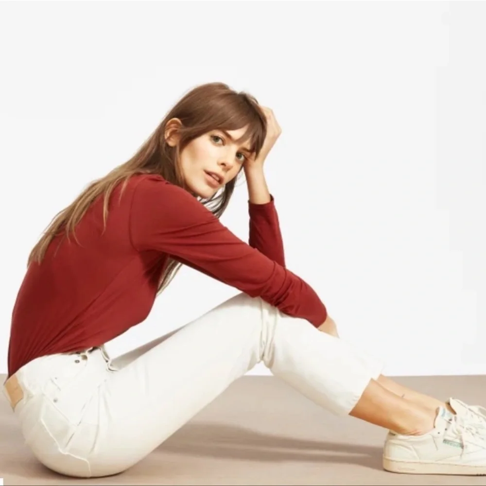 Everlane The 90’s Cheeky Jean White Bone High Rise 33 Ankle Crop Petite - Picture 8 of 8